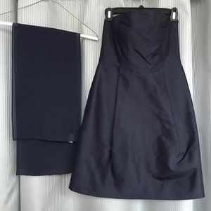 Ann Taylor Navy Silk Cocktail Dress Sash - Size 2
